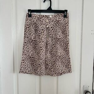 Preston & York Beige and Brown Leopard-Print A-Line Skirt